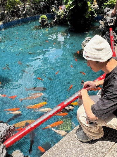 Embroidered Koi Pond Beanie - Off White