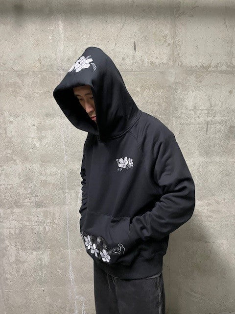 Embroidered Midnight Serpent Hoodie (Oversized) Obsidian Black