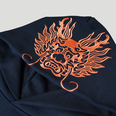 Embroidered Emperor's Dragon Hoodie (Oversized) - Black