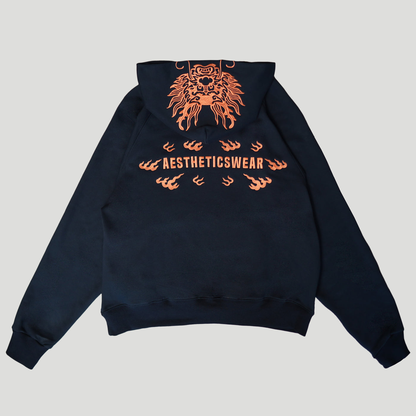 Embroidered Emperor's Dragon Hoodie (Oversized) - Black