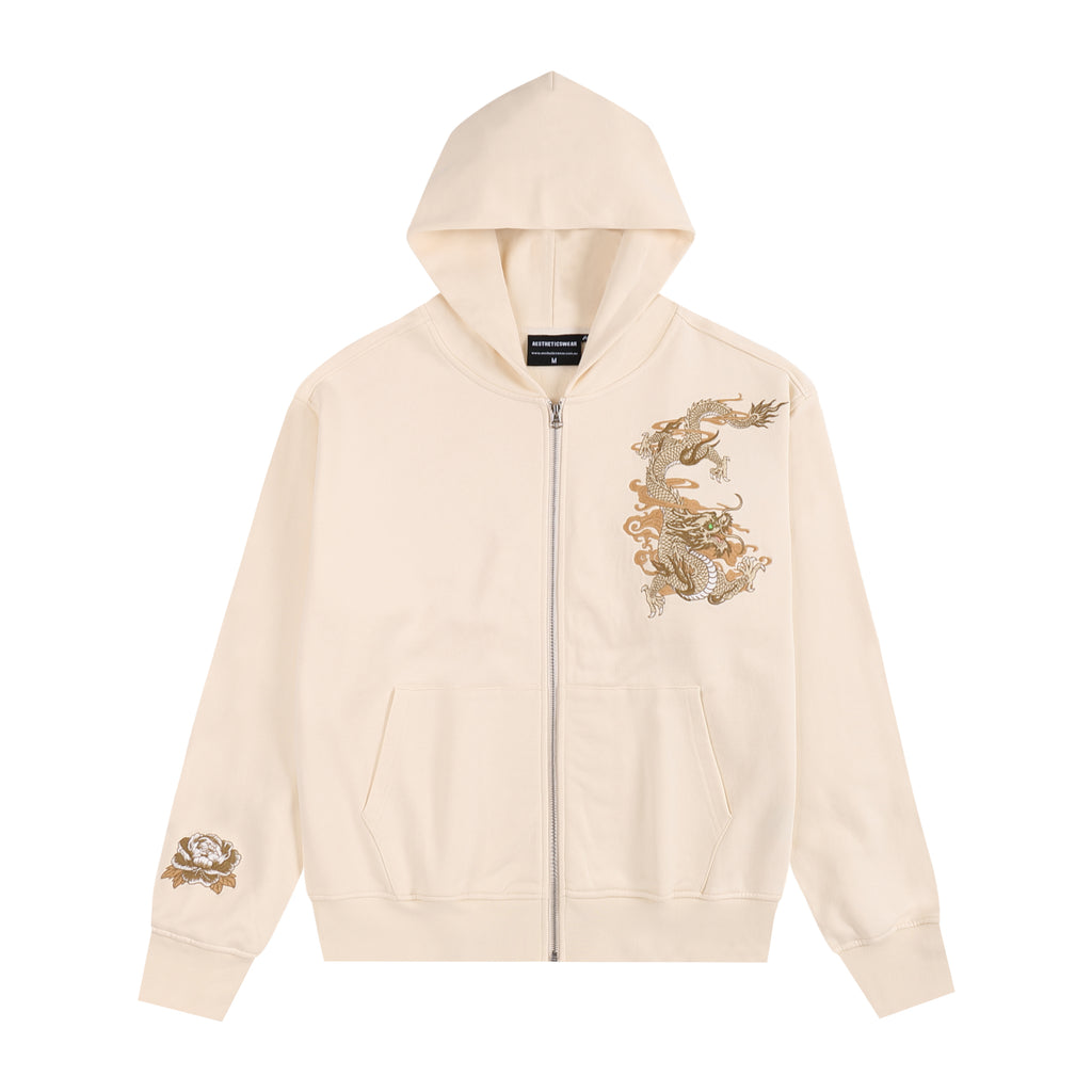 Embroidered Crouching Tiger Hidden Dragon Zip Up (Oversized