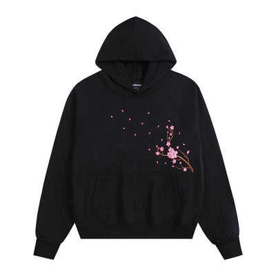 Embroidered Nine Tailed Fox Under the Full Moon Hoodie (Oversized) - Black