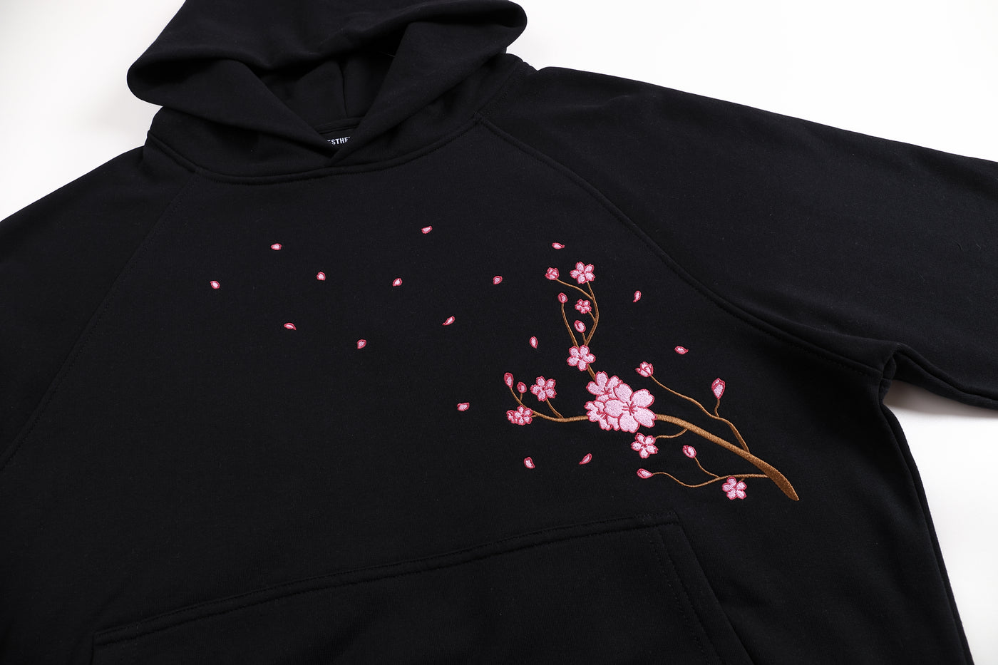 Embroidered Nine Tailed Fox Under the Full Moon Hoodie (Oversized) - Black