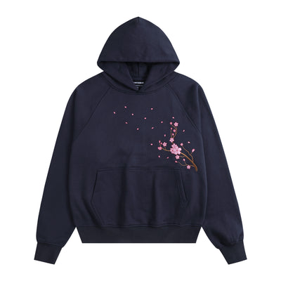 Embroidered Nine Tailed Fox Under the Full Moon Hoodie (Oversized) - Starry Night Blue
