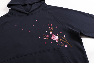 Embroidered Nine Tailed Fox Under the Full Moon Hoodie (Oversized) - Starry Night Blue