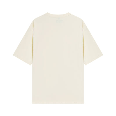 Embroidered Heavy Weight Autumn Fall T shirt (Oversized) - Ivory