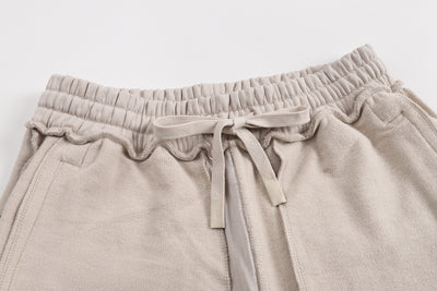 Embroidered Autumn Tranquility Baggy Cargo Sweatpants - Beige