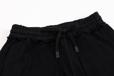 Embroidered Autumn Tranquility Baggy Cargo Sweatpants - Black
