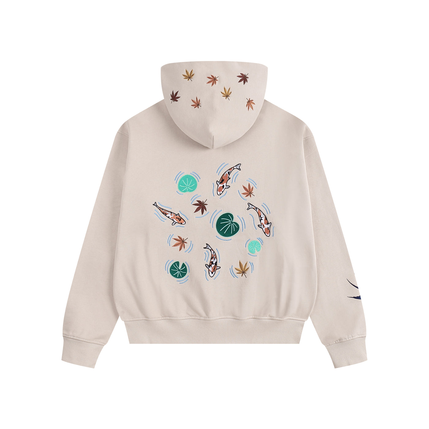 Embroidered Autumn Tranquility Zip Up (Oversized) - Beige