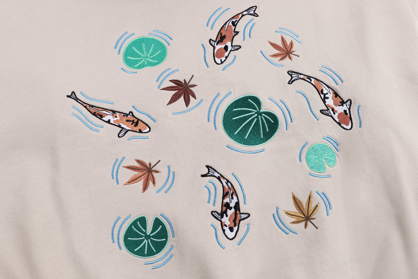 Embroidered Autumn Tranquility Zip Up (Oversized) - Beige