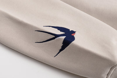 Embroidered Autumn Tranquility Hoodie (Oversized) - Beige