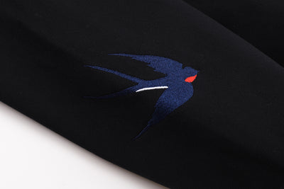 Embroidered Autumn Tranquility Hoodie (Oversized) - Black