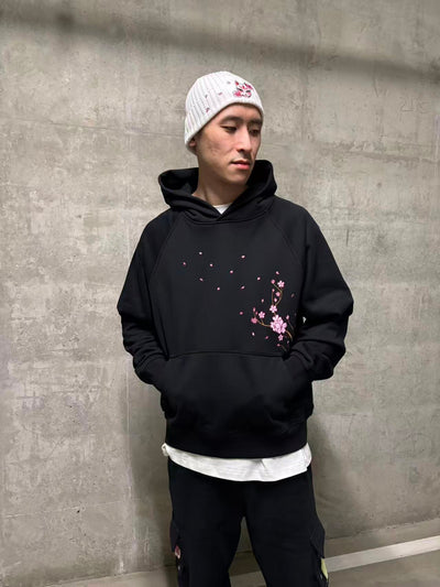 Embroidered Nine Tailed Fox Under the Full Moon Hoodie (Oversized) - Black