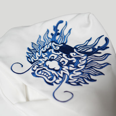 Embroidered Emperor's Dragon Hoodie (Oversized) - White