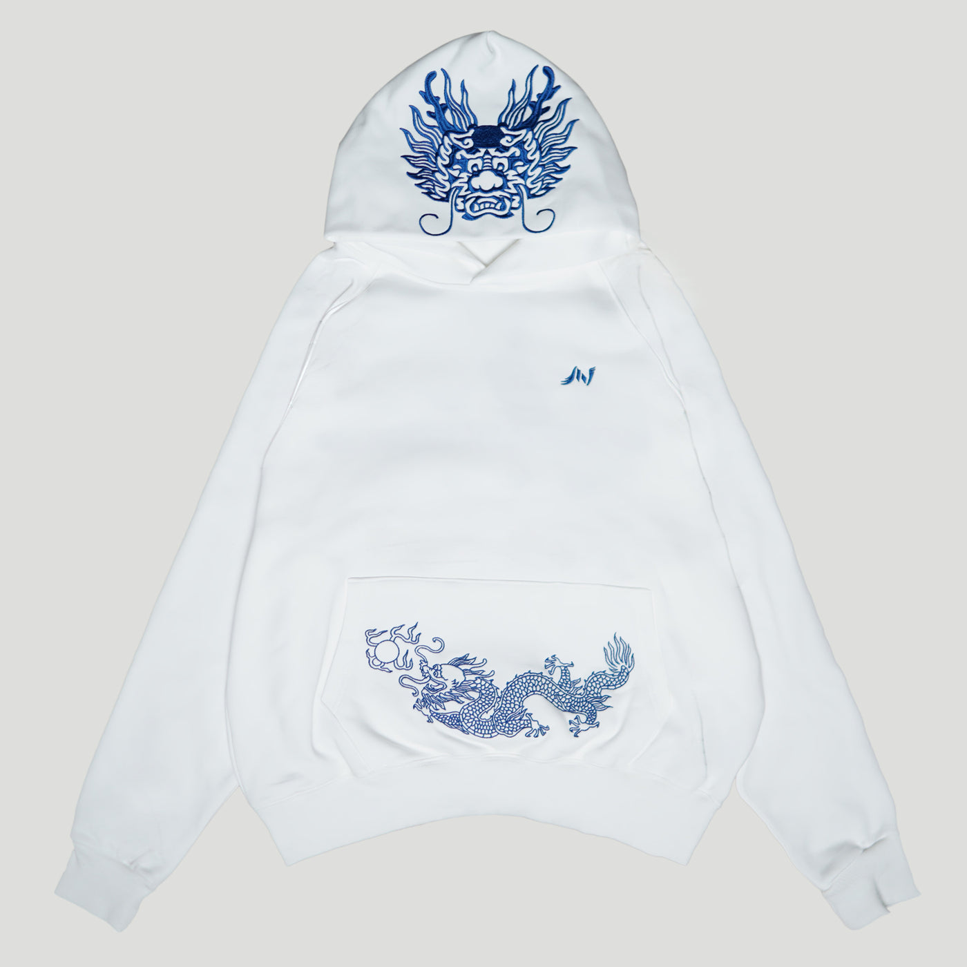 Embroidered Emperor's Dragon Hoodie (Oversized) - White