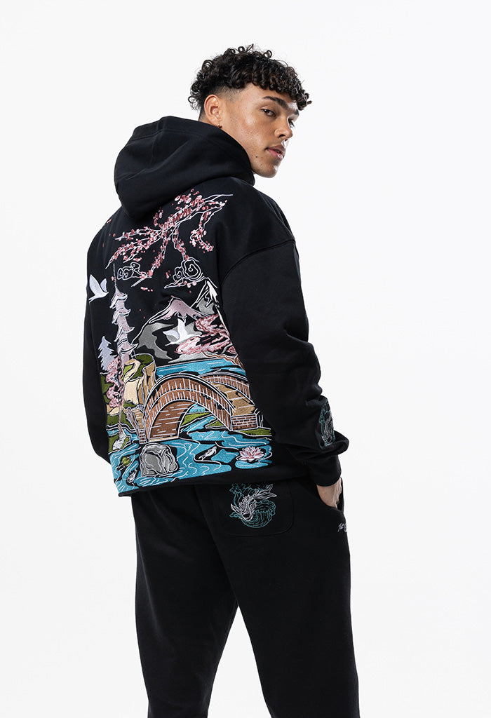 Embroidered Sakura Hoodie – 1st Edition Black