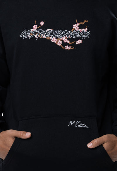 Embroidered Sakura Hoodie – 1st Edition Black