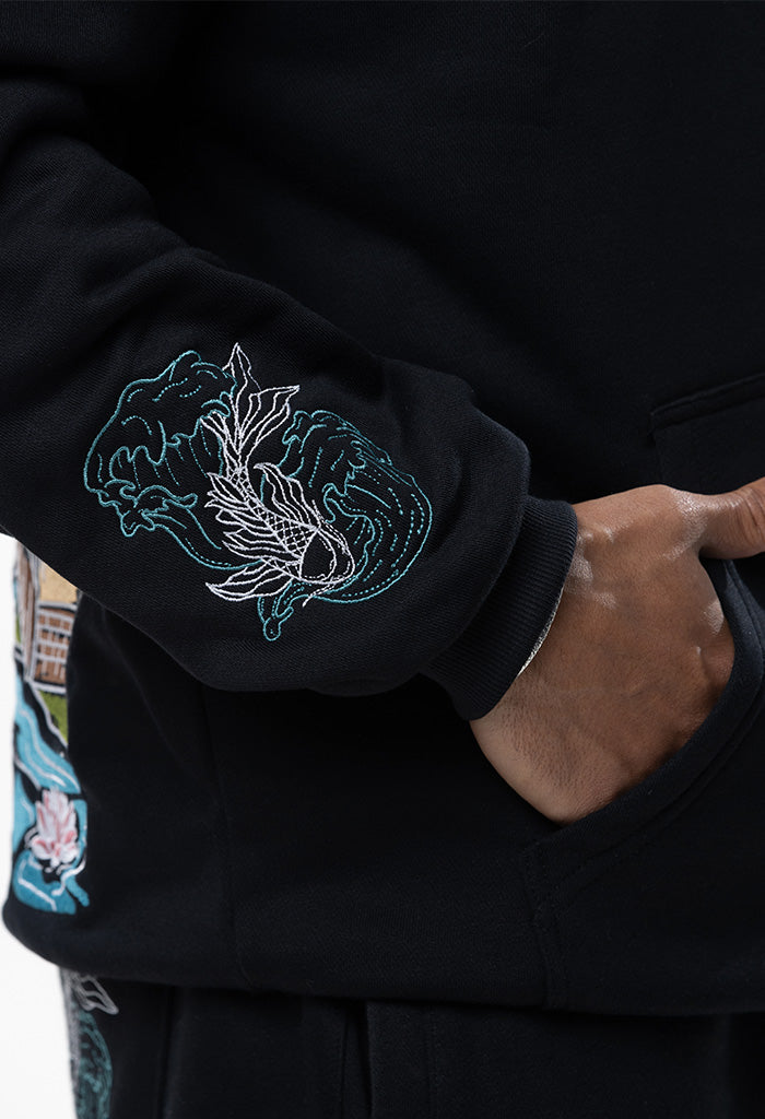 Embroidered Sakura Hoodie – 1st Edition Black