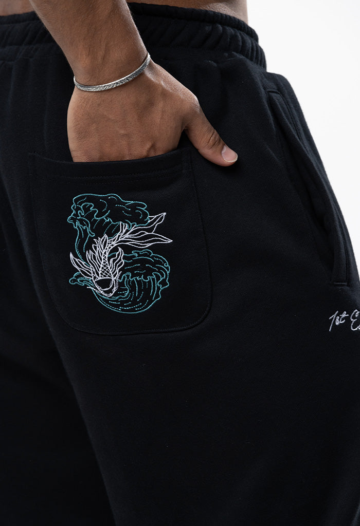 Embroidered Sakura Jogger – 1st Edition Black