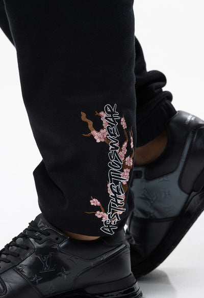 Embroidered Sakura Jogger – 1st Edition Black