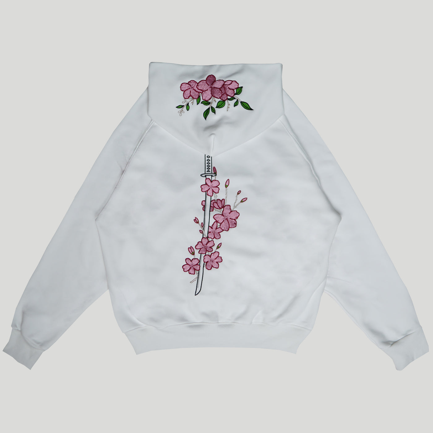 Embroidered Beauty of the Katana Hoodie (Oversized) - White