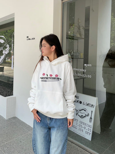 Embroidered Beauty of the Katana Hoodie (Oversized) - White