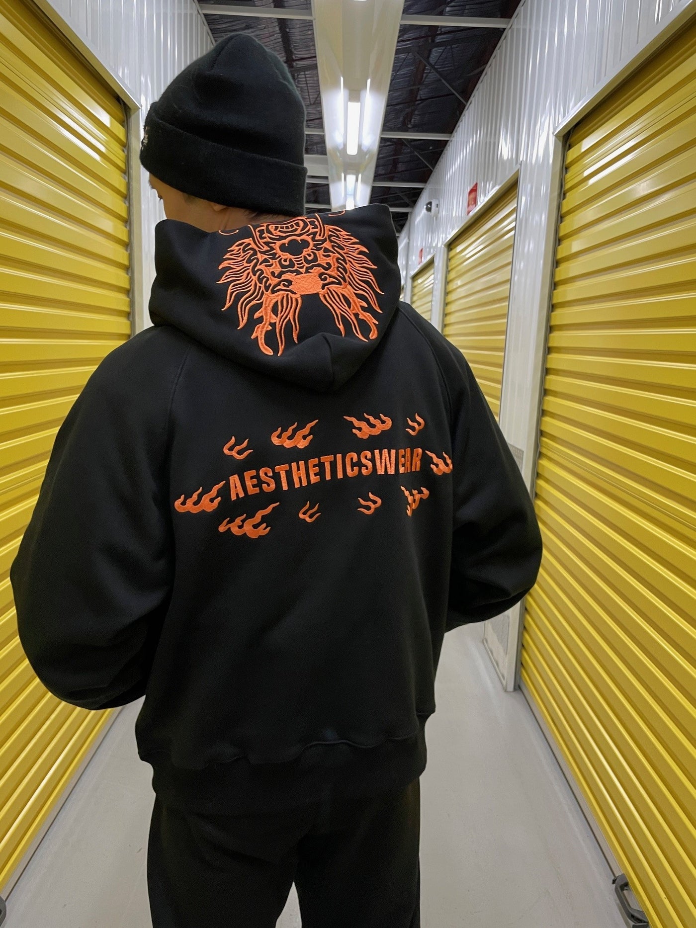 Embroidered Emperor's Dragon Hoodie (Oversized) - Black